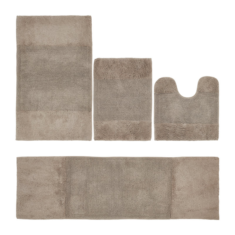 Ensemble de tapis pour salle de bain 100% coton 2155 GSM de qualité supérieure Granada, certifié OEKO-TEX®, envers en latex antidérapant, touffeté moelleux, super absorbant et lavable à la machine pour salle de bain, douche, baignoire et meuble-lavabo, beige