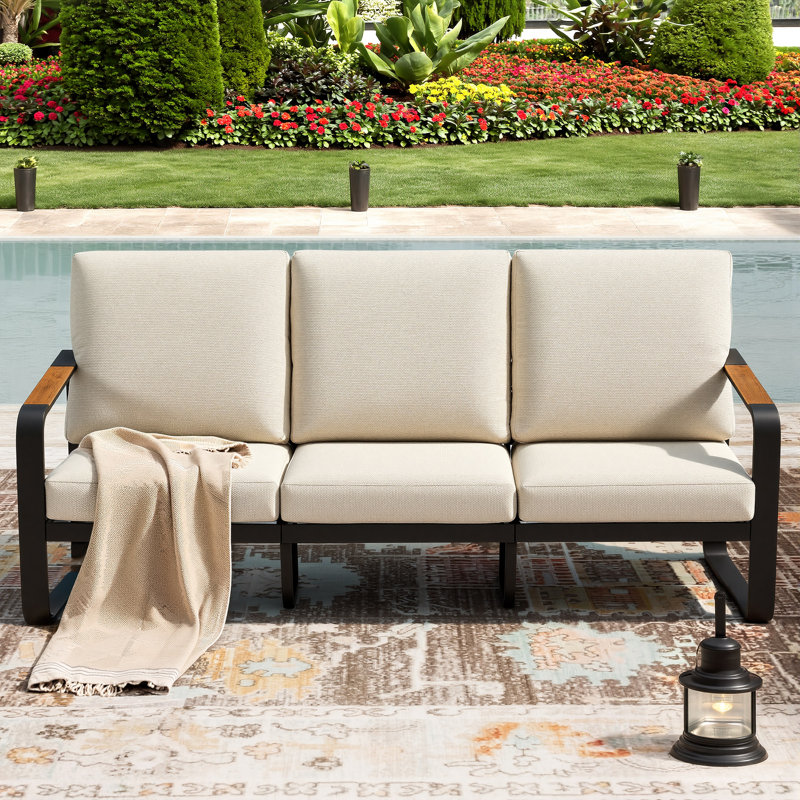 Haven 78.7'' Wide Outdoor Patio Sofa With Removable Cushions, Off-White