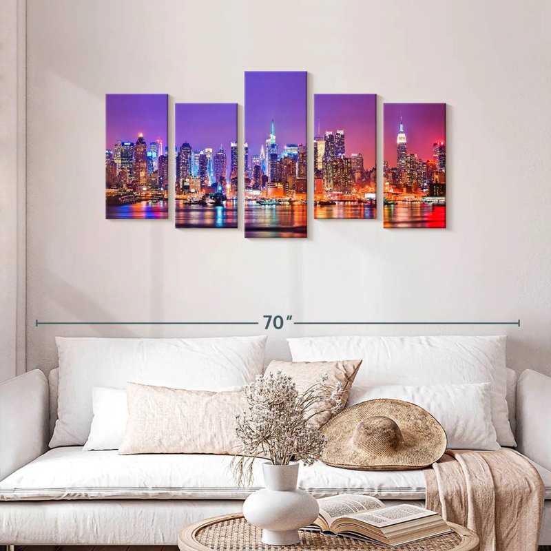  «New York At Night», H 24 po x l 49 po
