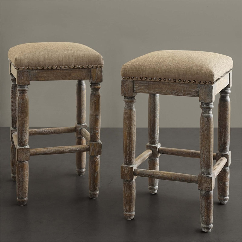 Ensemble de 2 tabourets de comptoir, Beige