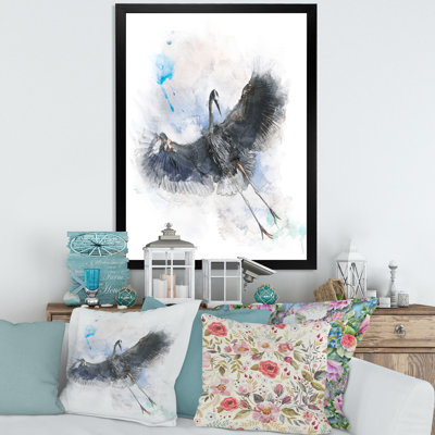 Great Blue Heron Bird - Peinture sur toile encadrée