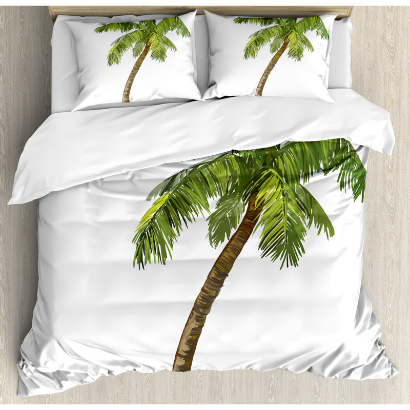 King Size Green Palm Tree Microfiber Duvet Cover Set