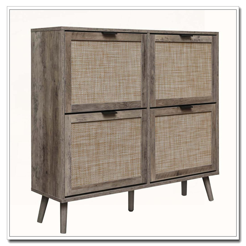 Range-chaussures 4 portes, armoire de rangement pour chaussures moderne autoportante