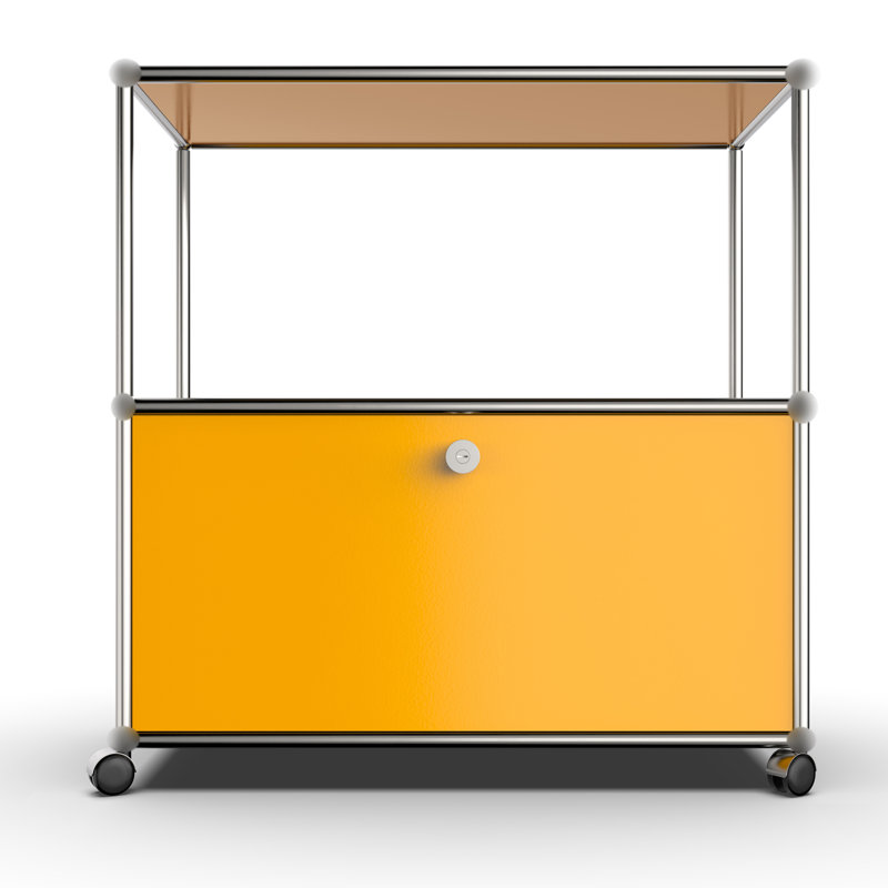 Storage Sideboard File Cabinet Dining Cabinet With Wheels, Yellow