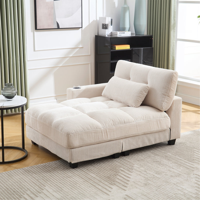 Sleeper Sofa Couch Bed,Oversized Chaise Lounge Chair Cozy Cloud Couch, Beige