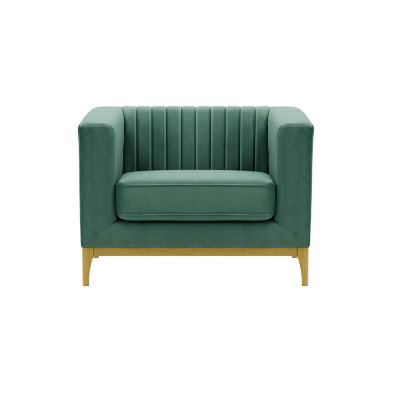 Bullis Velvet Armchair, Like Oak, Azur blue