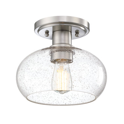 Plafonnier semi-encastré 1 lumière, finition or doux avec
Verre transparent transparent | Base moyenne E26 | 8,25 po de diamètre