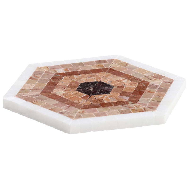 Ako 6" Hexagon Marble Micro Mosaic Tile, Terracotta Rosa