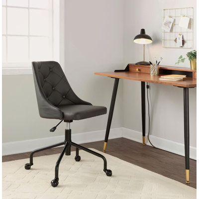 Chaise de bureau contemporaine réglable avec roulettes en métal et similicuir