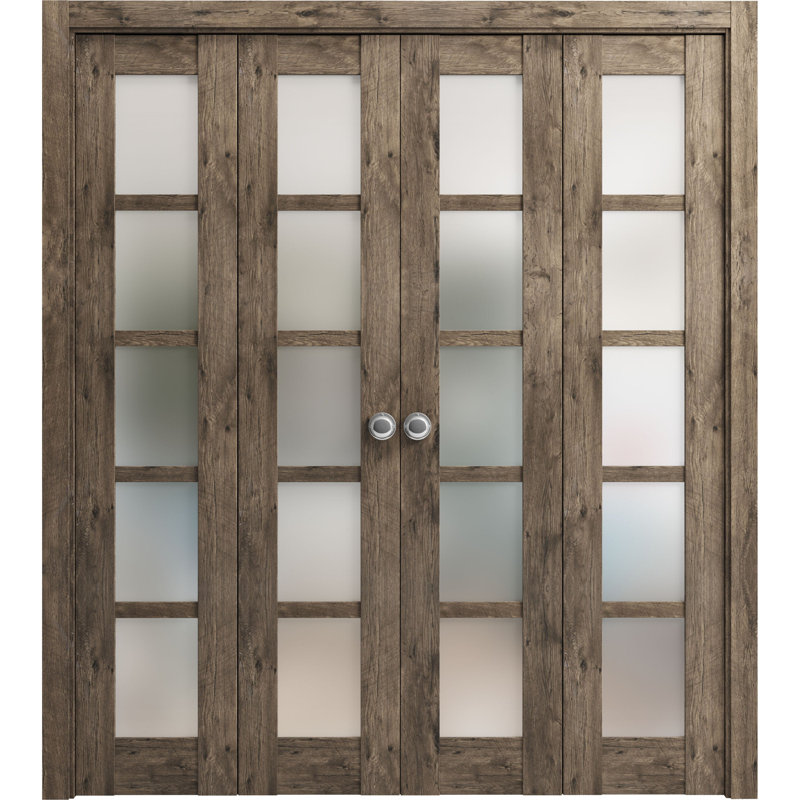 Porte pliante à panneaux en bois Quadro, 72 po x 80 po, Chêne cognac