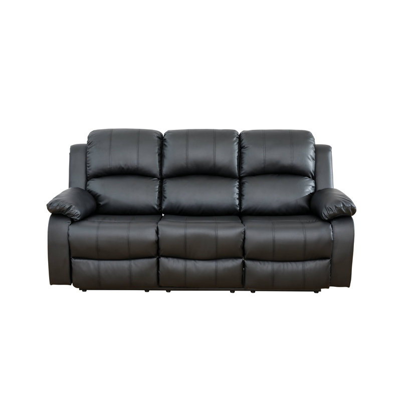 Faux Leather 3 Recliner Seater With Cup Holder
