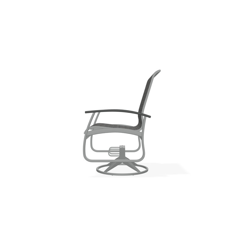 Belle Isle Sling Aluminum Frame Dining Height Swivel Rocker with Marine Grade Polymer Arm Accent, Graphite, Destiny Steel