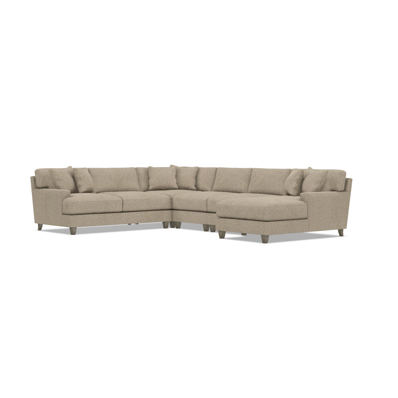 Bernhardt Mila 5-Piece Sectional, Light Brown Polyester, 33.5" H x 137" W x 107" D, Right Hand Facing