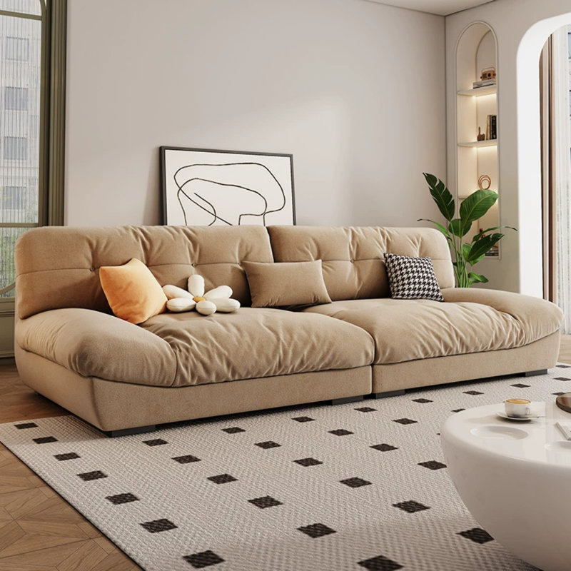 Canapé simple en tissu décontracté, 4, H 27,5 po x l 106,3 po x P 41,3 po, Kaki