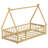 Tent-Shaped Floor Bed,Teepee Bed With Guardrails,Slats-854328842