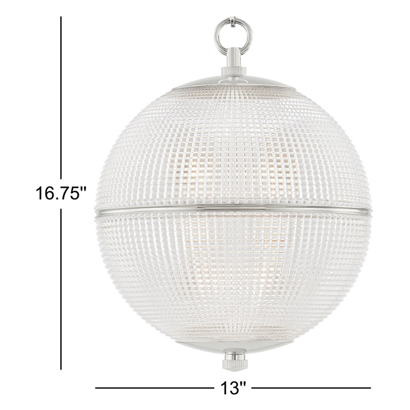 Sphere No. 3 1 Light Pendant By Mark D. Sikes, Polished Nickel, 16.75" H x 13" W x 18.25" D