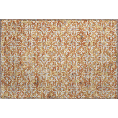 Premium Machine Washable Prisco Copper Rug