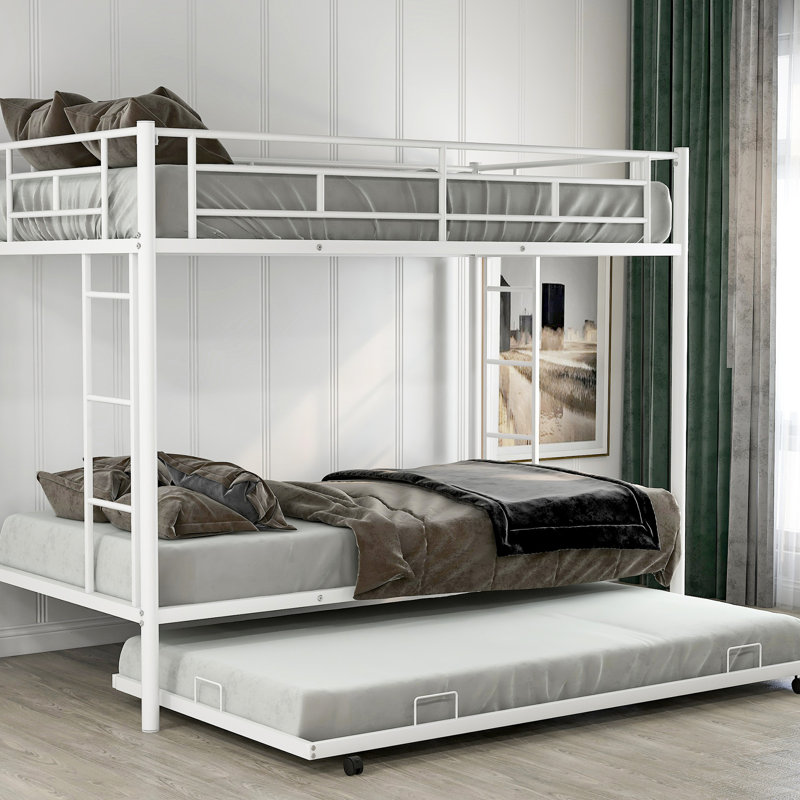 Twin Over Bunk Bed With Trundle, Silver Glow - Space Saving Solution Shade Safe For 'S Use, Silver