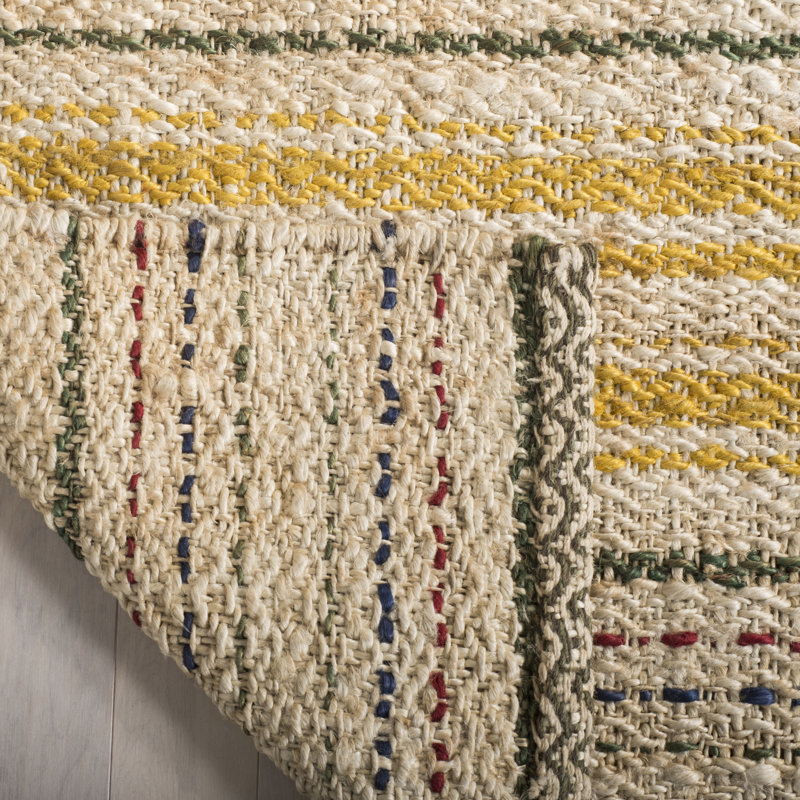 Jahiem Handwoven Beige Area Rug, Rectangle 3' x 5'