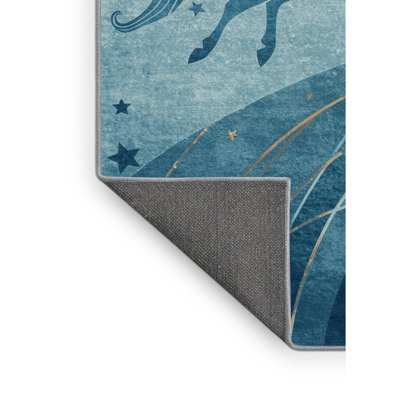 Tapis arc-en-ciel doux et moelleux de couleur bleu pâle et luxueux Churchton, 3x5