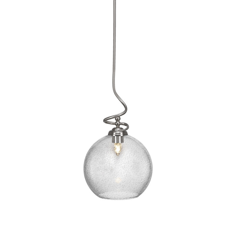 Capri Stem Hung Pendant, Brushed Nickel, 19.25" H x 11.75" W x 11.75" D
