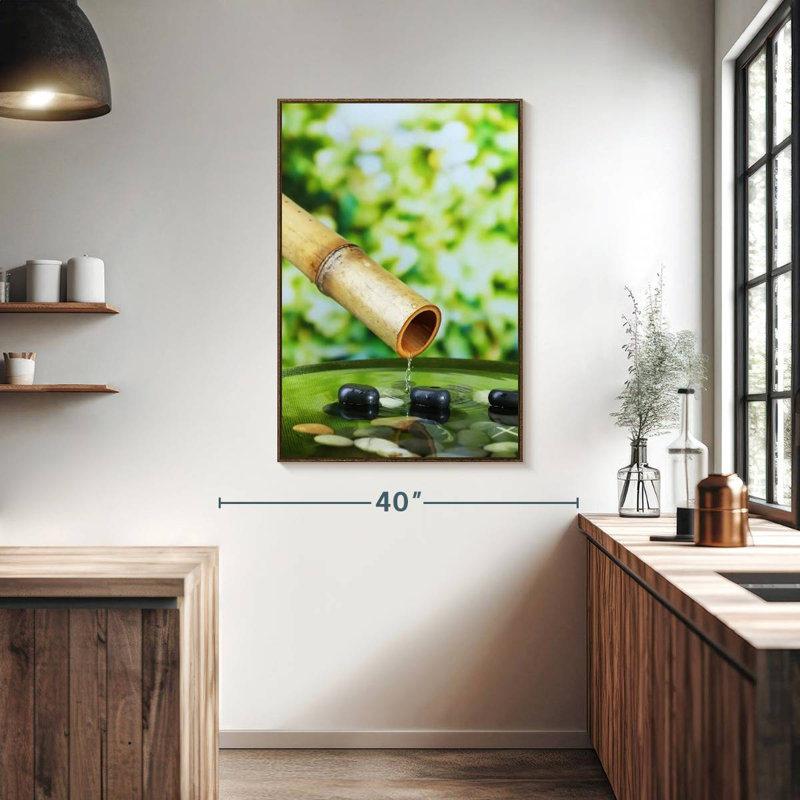 Fontaine en bambou, Floating Frame Walnut, 27 po x 40 po