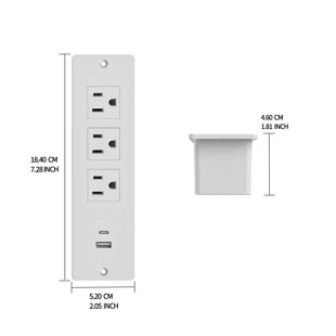 Recessed Power Strip Flush Mount Hidden Charging Station With Usb Plug Multiple Surge Protector Outlet Extender With Extension Cord For Home Office Furniture Nightstand Bed Conference Table (White)
