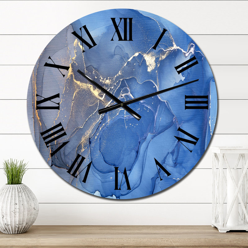 Blue and Gray Ink Universe - horloge murale moderne, Petit