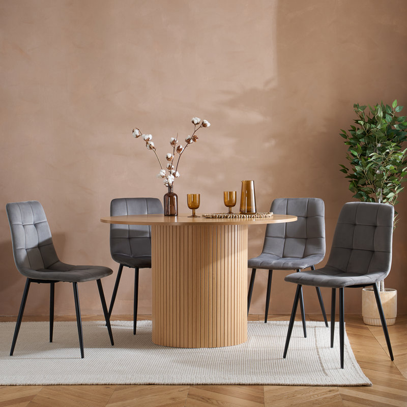 Suire PAIR OF FABRIC DINING CHAIRS, Grey, Black