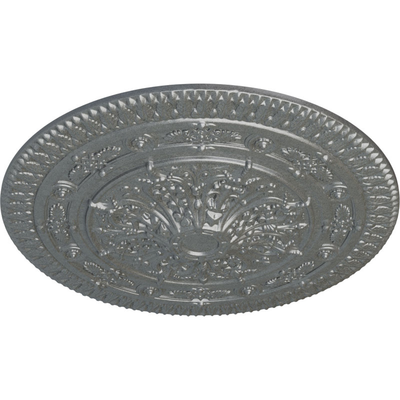 Endurathane Naple Ceiling Medallion, 37 1/2"OD x 3 3/8"P (Fits Canopies up to 3 3/8"), Hand-Painted Platinum Finish, Platinum
