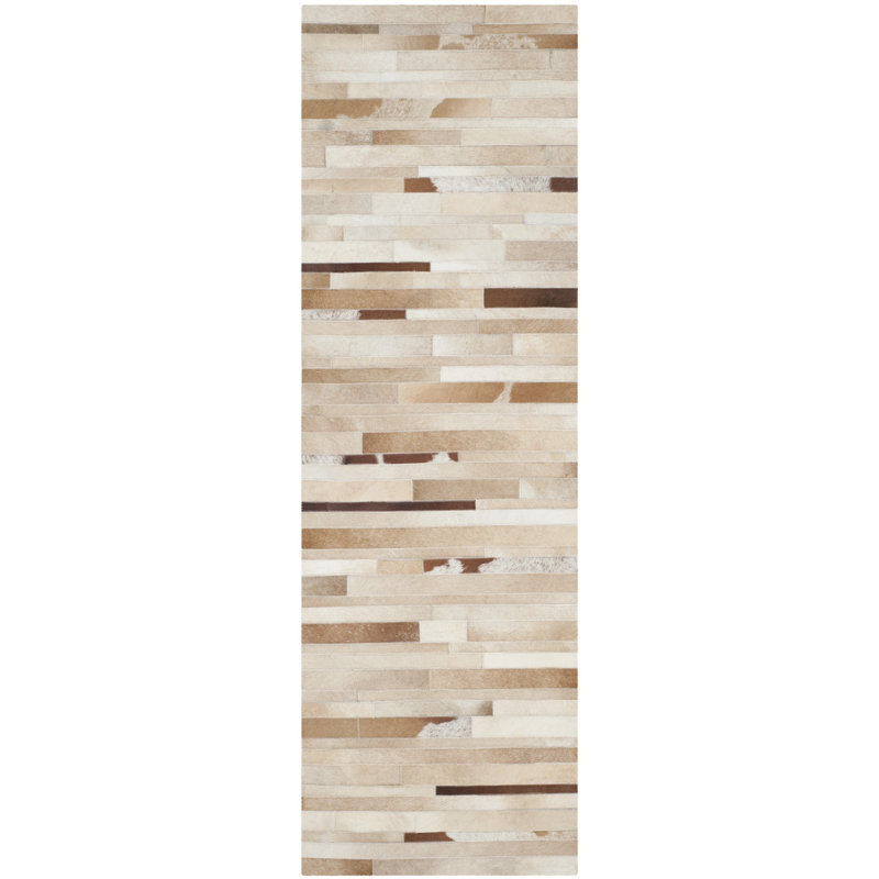 Tapis brun clair / ivoire Fazeley, Tapis de couloir 2 pi 3 po x 8 pi