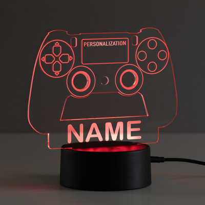 Game Controller LED Night Light with Custom Name and Gamer ID Laser Engraved on Acrylic Design Insert