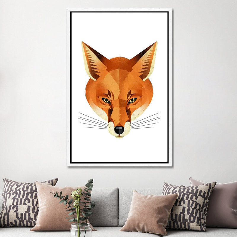 Fox by Dieter Braun - Print on Canvas, 152.5 cm H x 101.5 cm W, White Framed