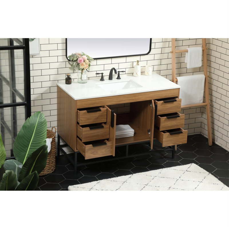 Ensemble de meuble-lavabo simple 48 po Eugene, Brun noyer