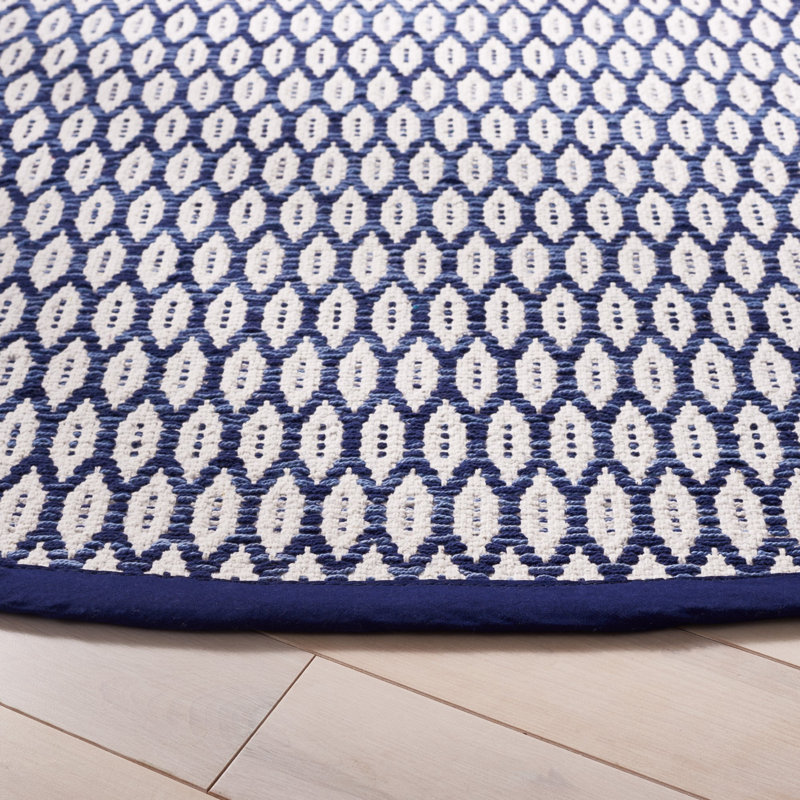 Tapis géométrique en coton tissé à la main Modena, Rond 6 pi