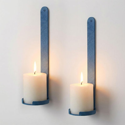 Ensemble de 2 appliques murales bleues en fonte