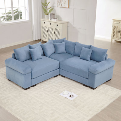 Canapé modulaire pour salon douillet Canapé modulaire surdimensionné à nuage modulaire, canapé modulaire convertible, accoudoirs très larges à assise profonde, 10 coussins décoratifs, tissu velours côtelé de qualité supérieure, conception ergonomique, assemblage facile, pour les salons