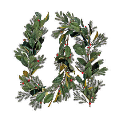 The Holiday Aisle® 9 pi. Guirlande en pin Magnolia avec lumières DEL et boucles