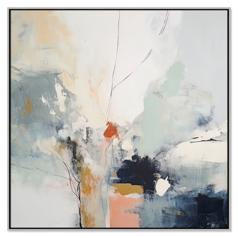 «Ethereal Blue Beats II» par Irena Orlov, L 46,5 po x H 46,5 po, Toile avec cadre, Flottant argent