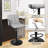 Double Needle PU Leather Height Adjustable Swivel Barstools With Back and Armrest-776664625-797610344