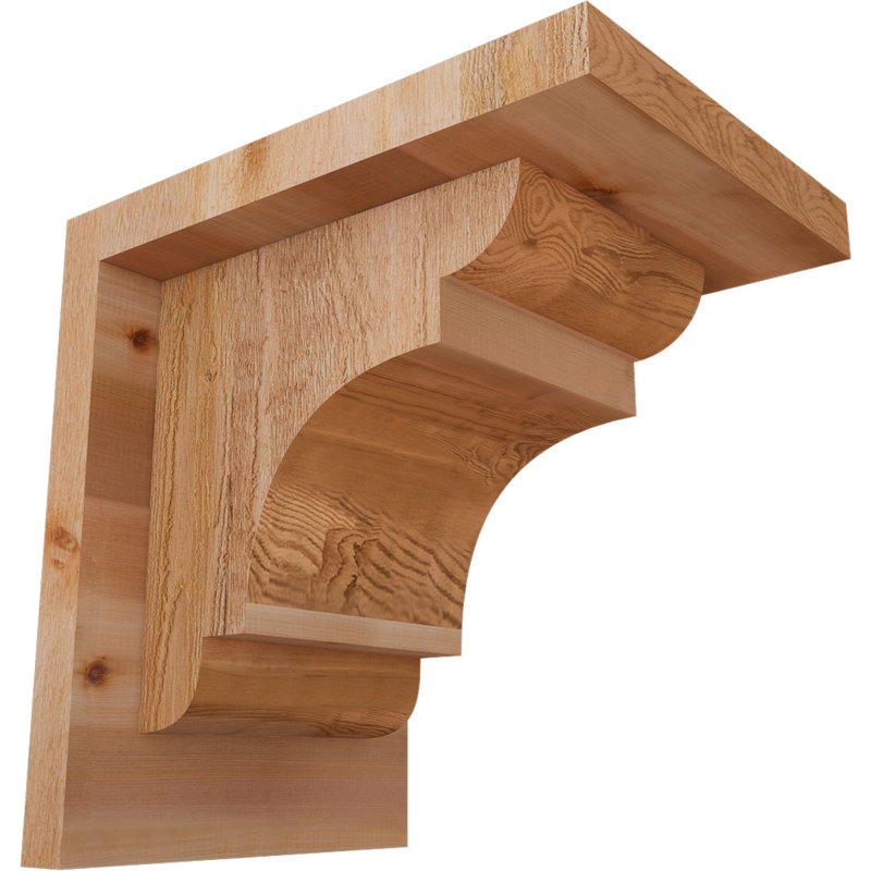 6"W x 8"D x 8"H New Brighton Rough Sawn Corbel w/Backplate, Western Red Cedar, 8" H x 6" W x 8" D, Western Red Cedar