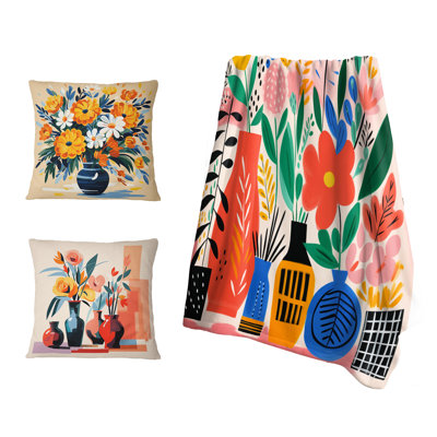 Jeté Henri Matisse Style Bouho Flower Bouquet II - Boho