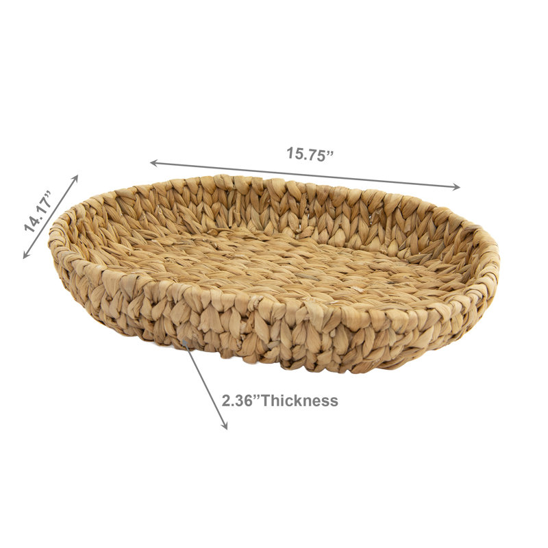 Haight Oval Water Hyacinth Tray With Iron Frame Natural