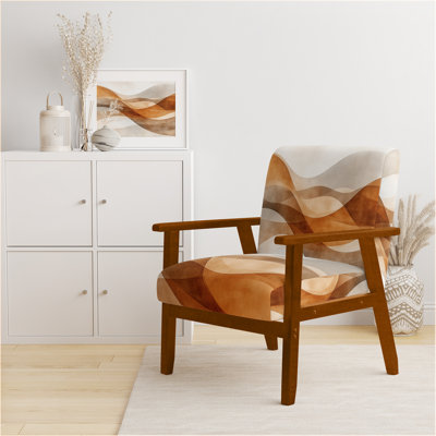Chaise d'appoint à formes abstraites - Chaise avec accoudoirs à courbes minimalistes brunes