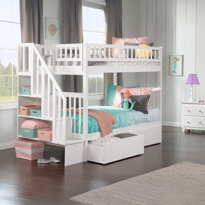 Ilariana Heavy Duty Wood Safety Staircase Bunk Bed with Under Bed Drawer Storage by Harriet Bee