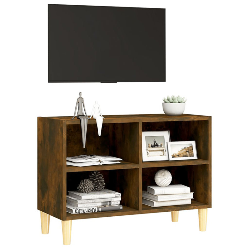 Meuble télé Meuble télé Meuble télé Buffet avec pieds en bois massif, Chêne fumé