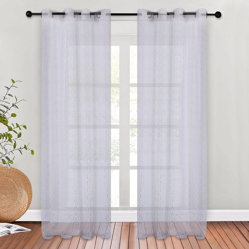 Jattin Sheer Curtain Pair, 52" W x 63" L, White
