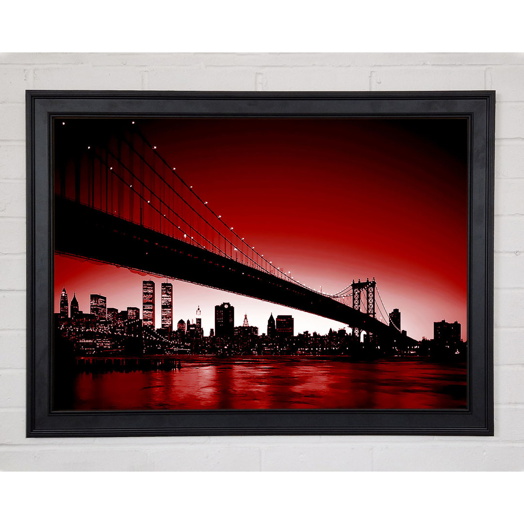 Gerahmtes Leinwandbild New York City Afar in Rot