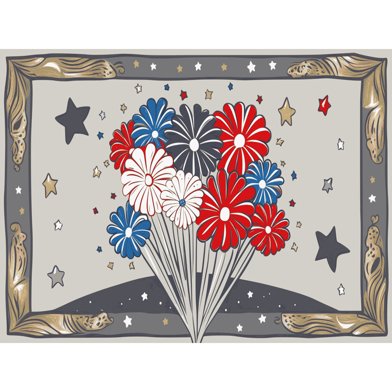 The Holiday Aisle® Indepence Day Firecraker Summer Holiday Rug, Runner 2' x 4'