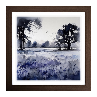 Bluebell Field Ink Wash - Framed Print